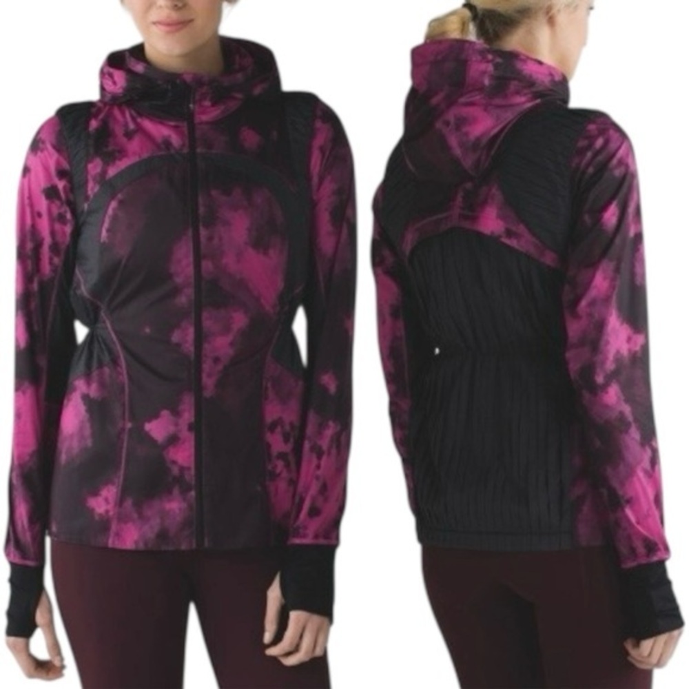 Lululemon Vent It Out Jacket Blooming Pixie Raspberry Black 8